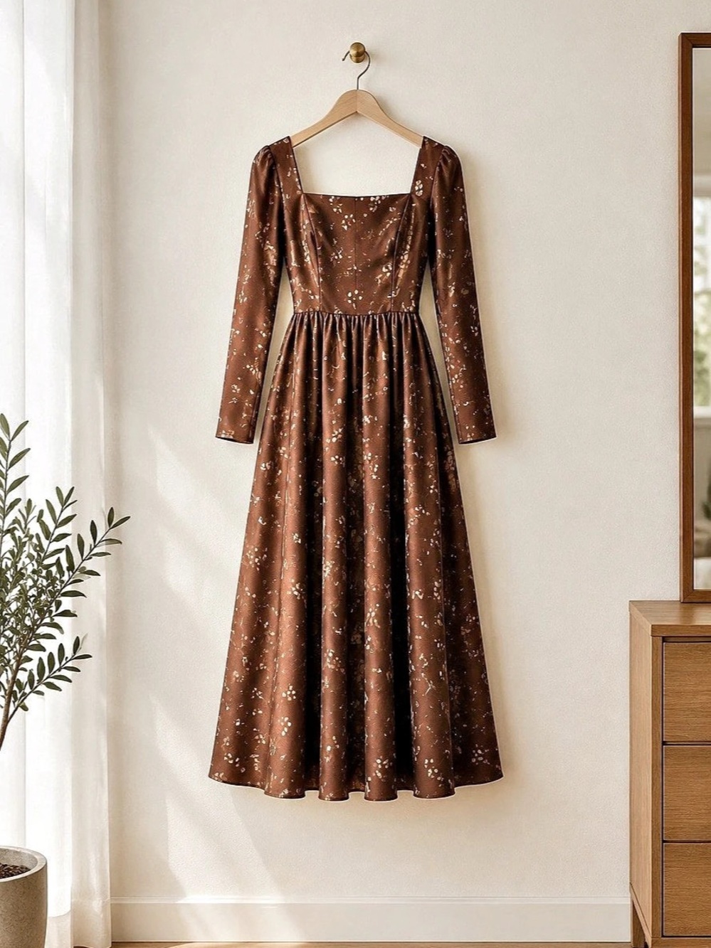 Floral Maxi Dress in Brown Like New